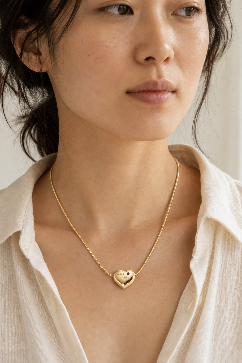 The Letter Heart wearing close image.